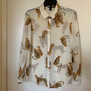 Forever 21, Sheer, Cheetah Print blouse. Size S